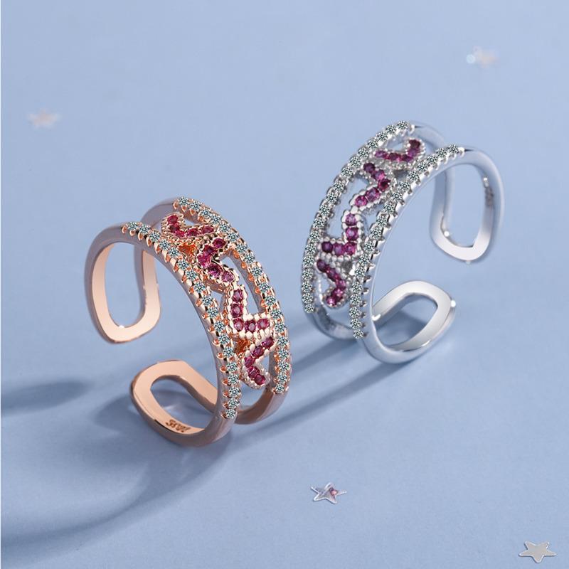 BELLA BOX Opening Resizable Rings For Women Zircon Engagement Party Fine Jewelry Gift