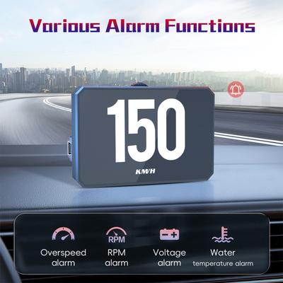 P16 Car Hud Obd2 Lcd Meter Head Up Display Speedometer Kmh,Mph Tachometer Water Temp Fuel Consumption Turbo Pressure