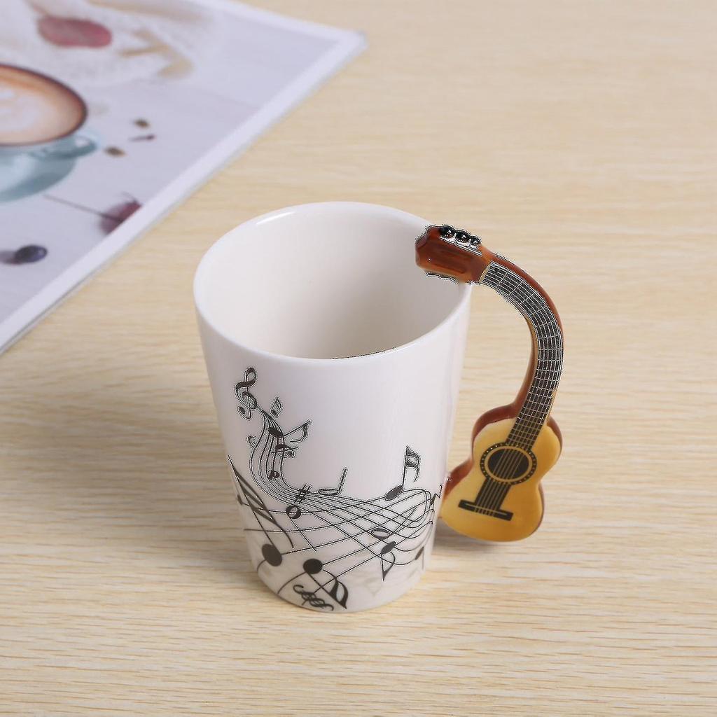 Creative Novelty Guitar Handle Ceramic Cup Free Spectrum Coffee Milk Tea Cup Personality Mug Unique