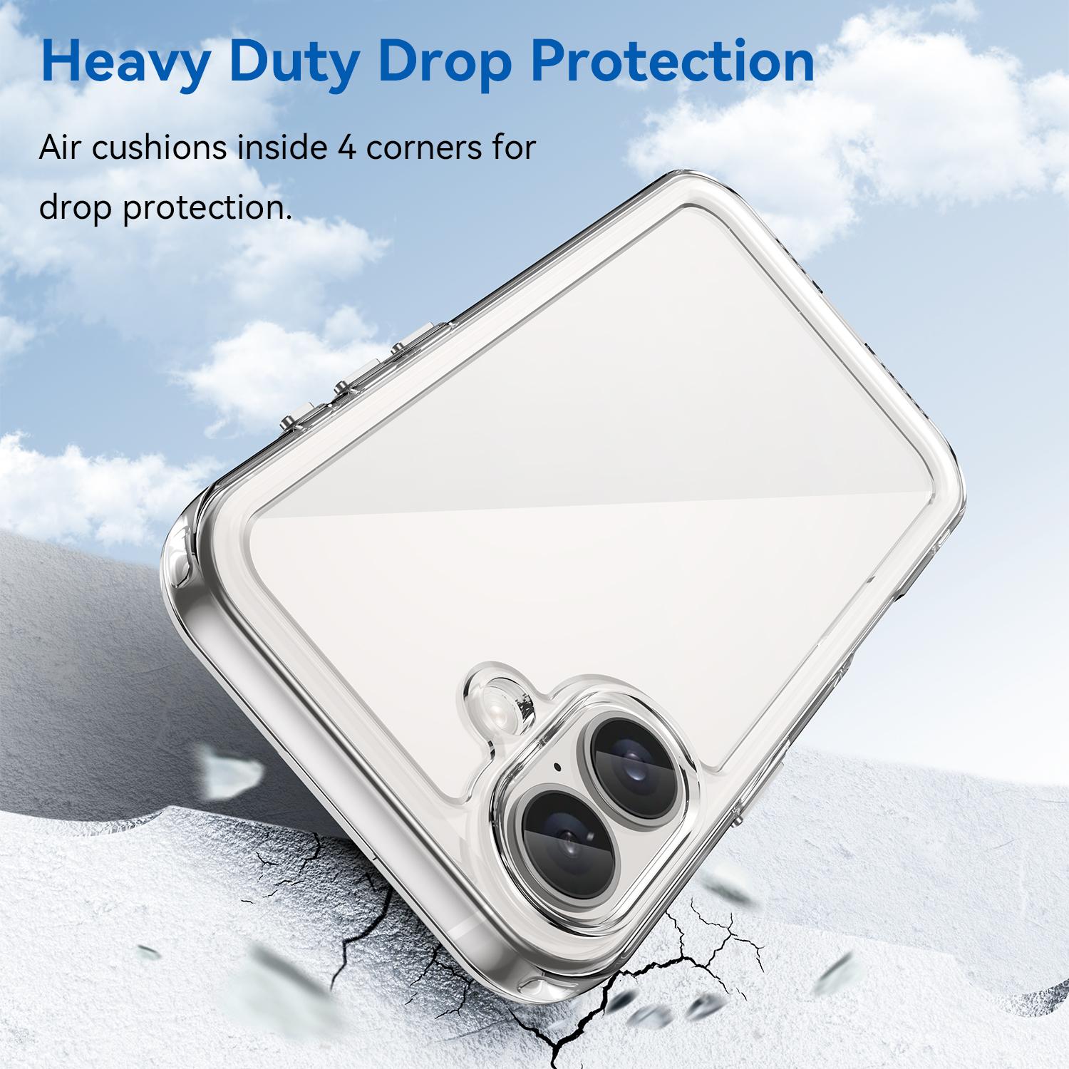 

For iPhone 16 Clear Case TPU + Acrylic Slim Phone Cover (Big Rear Lens Hole)