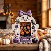 Halloween Theme Photo Holder Wooden Frame, Cute Ghost Pumpkin Picture Frame Rustic Festive for Holiday Table Centerpiece Vertical Display Stand