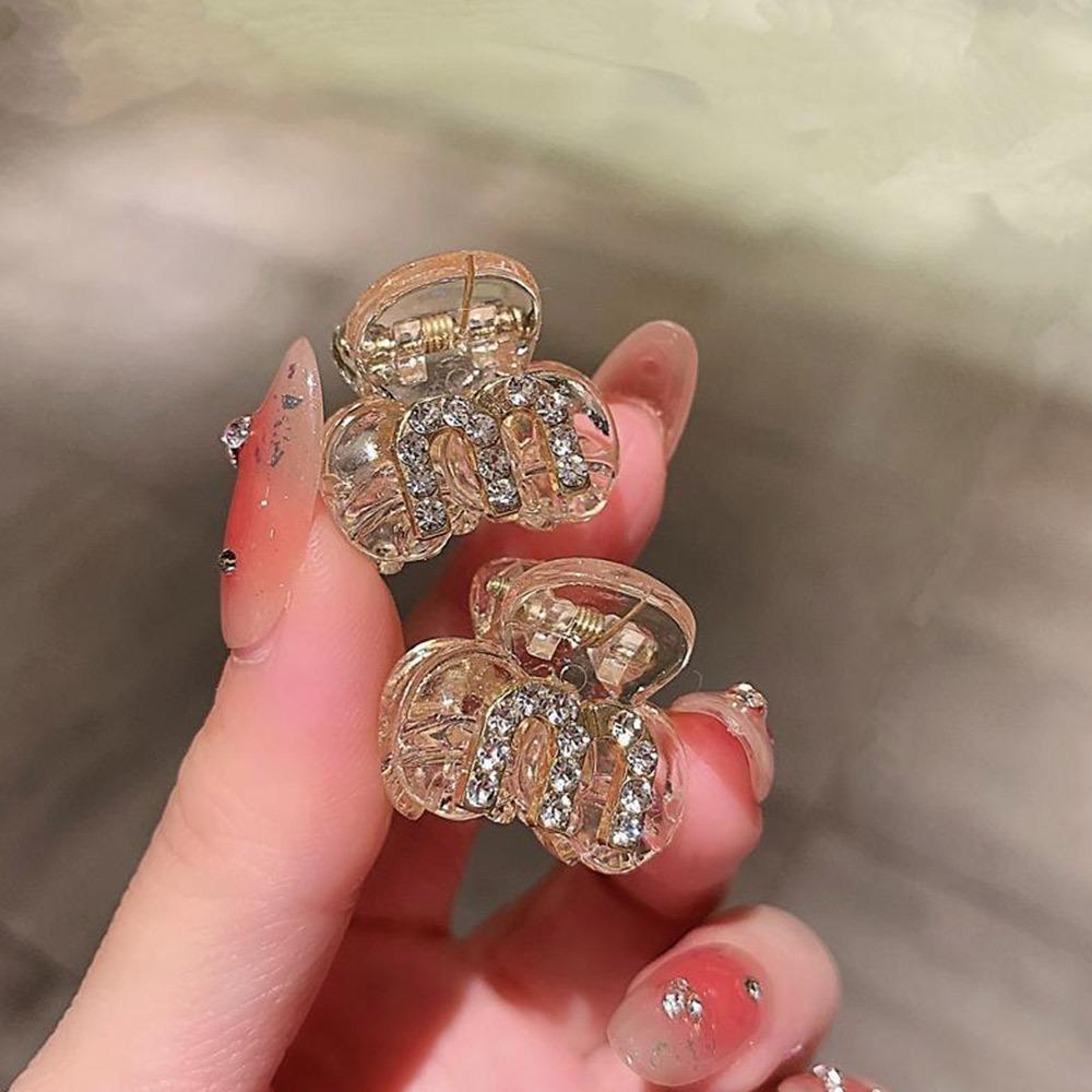 

Французские мини-заколки для волос со стразами, корейские заколки для челки, элегантные заколки для волос с алфавитом для женщин, девушек прозрачный