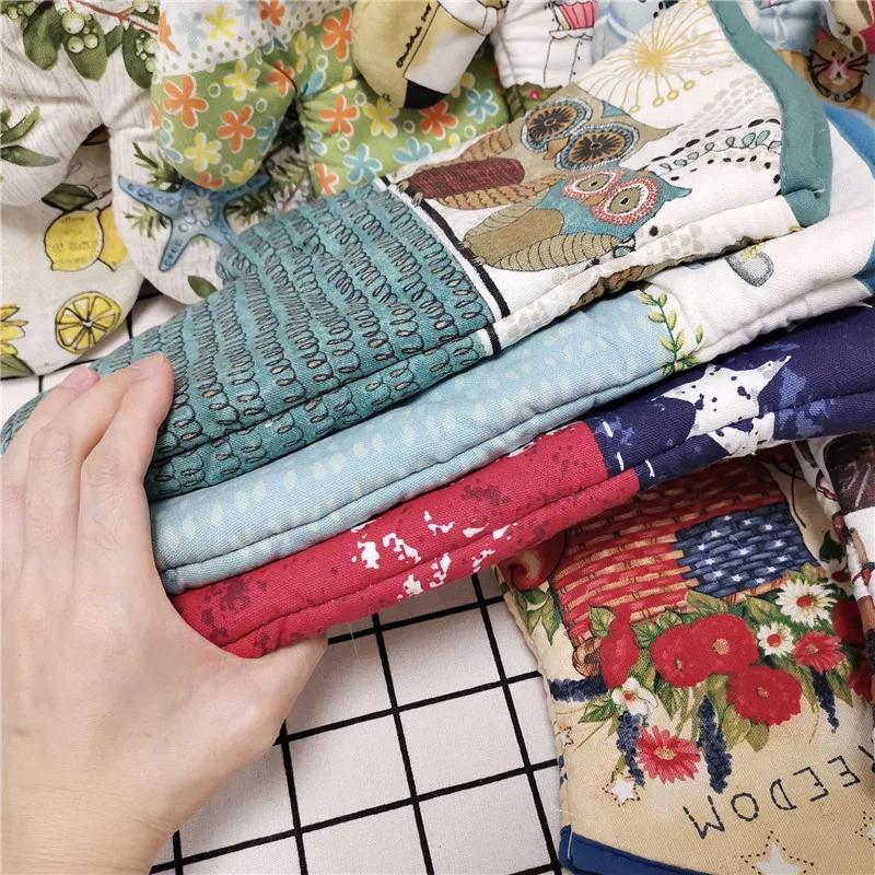 1Pc 18x33cm Cotton Vintage Printed Large Baking Glove Microwave Oven Mitts Insulation Kitchen Tool Party Gift
