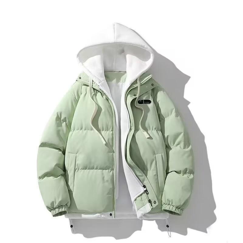 

Женское унисекс молочное пуховое короткое зимнее пальто - свободное, плотное, модное, большого размера XL (suitable for 150-170 Jin) мятный зеленый