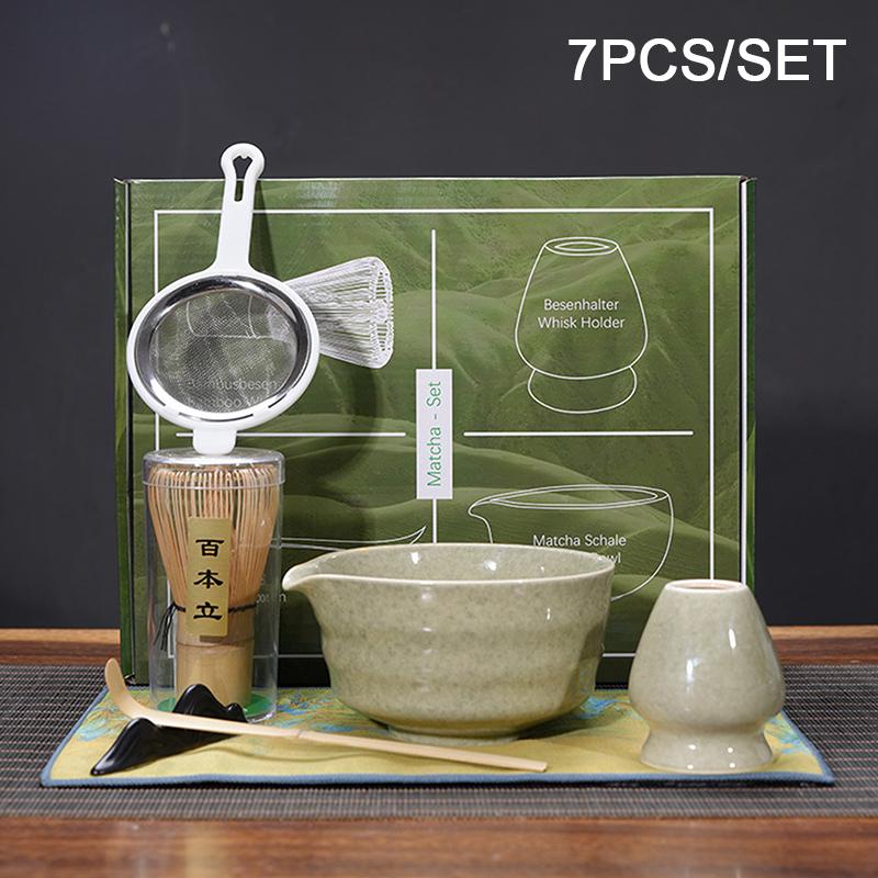 7pcs Japanese Matcha Making Set Bamboo Matcha Brush Exquisite Matcha Bowl Gift Box With Whisk Sumptuous Tea Tools Great Gifts