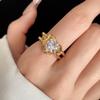 Opening Vintage Crystal Love Ring Rhinestone Opening Finger Ring Pleated Heart-shaped Ring  Ladies