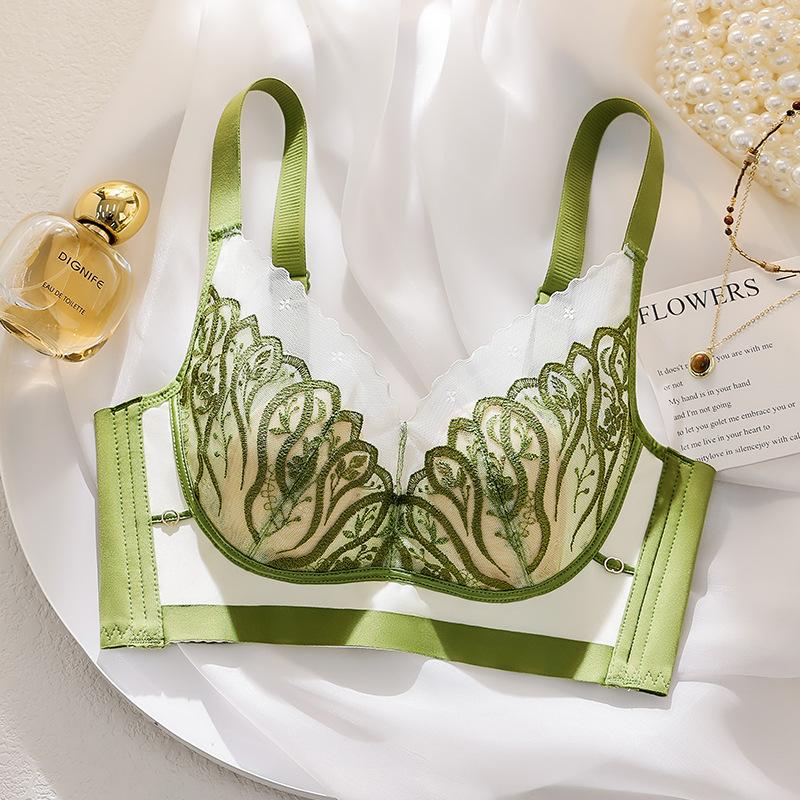 

Spring and summer lace rabbit ears without steel rings, anti-sagging ultra-thin bra cover gathered, big breasts appear small 34/75bc universal cup