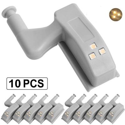 10 piezas de bisagras de armario con luz LED con sensor para armario, puerta de cocina, armario