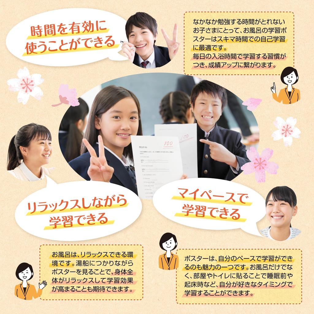 Bath School New Junior High School 3 Years English Grammar Summary Revised Edition Bath Poster TOEIC English Conversation set B3 size Made in Japan