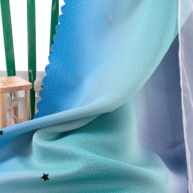 Children'S Room Curtain Double Hollow Star Punching Curtain Gradual Change Yarn Punching