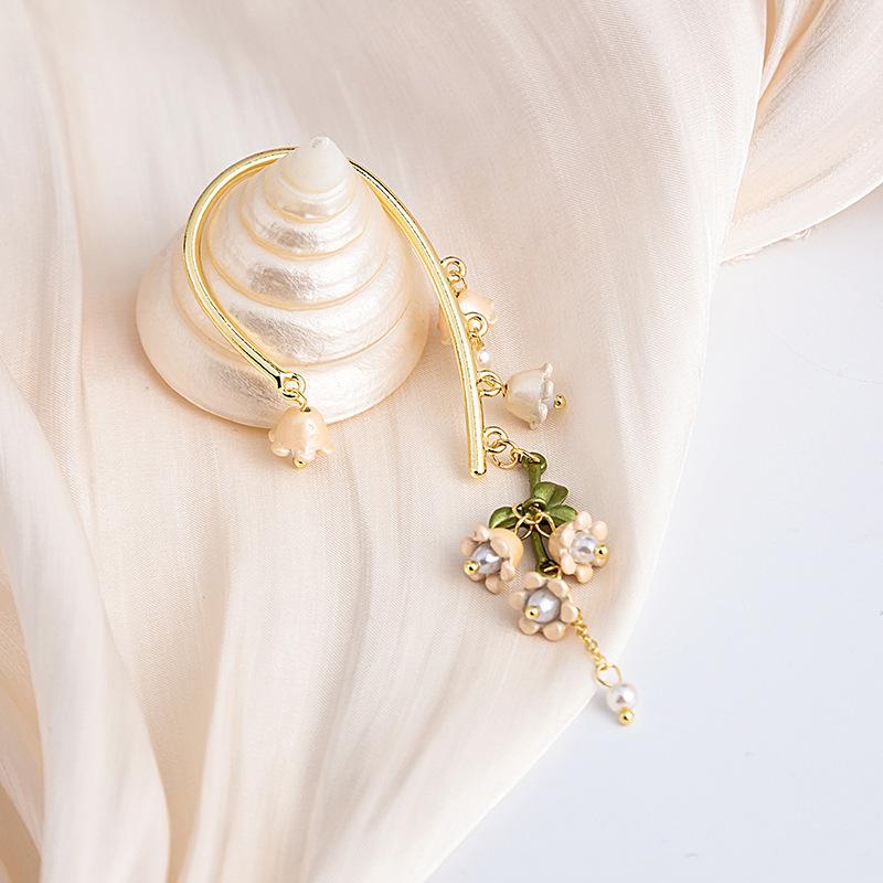 Earless Hole Lily Of The Valley Leaf Earrings, Fairy Style Retro Flower Earrings, Small And Fresh Temperament Versatile Earrings