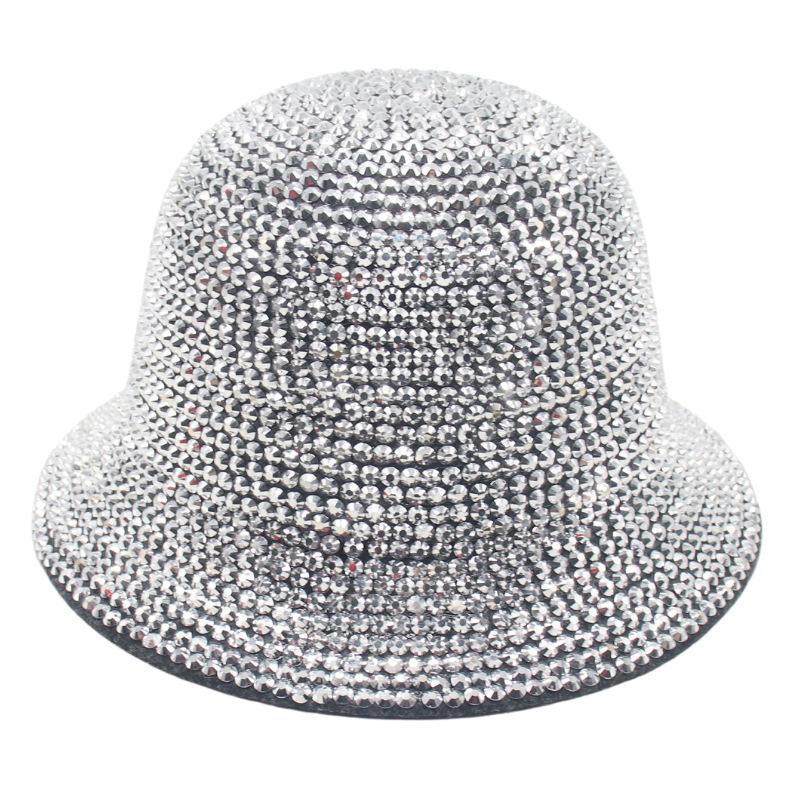 Chapeau seau diamant point brillant, Chapeau seau diamant coloré strassé, Chapeau seau avec diamants, Chapeau de défilé printemps et été