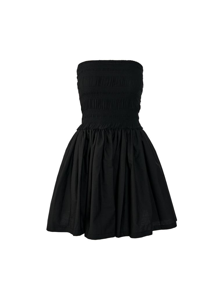 INNERMUSEUM Smoked Chiffon Shirred Dress (Black)