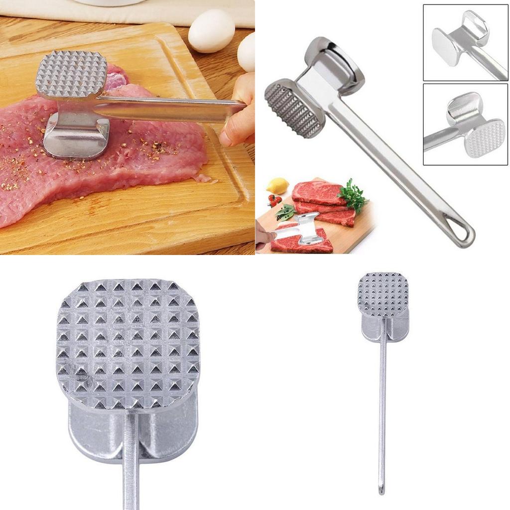 Durable Aluminum Meat Tenderizer Hammer With Dual Sides For Beef And Chicken Preparation