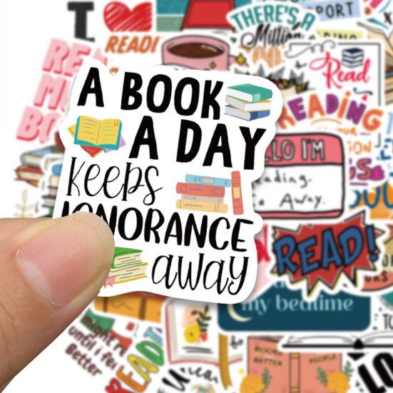 50PCS Reading Lovers Stickers Rich Different Patterns Residue-free Sunproof Adhesive Non-fading Waterproof Book Decals
