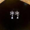 Silver Needle Diamond Snowflake Christmas Tree Pearl Fringed Earrings Christmas New Light Luxury Temperament Earrings Fashion Earrings