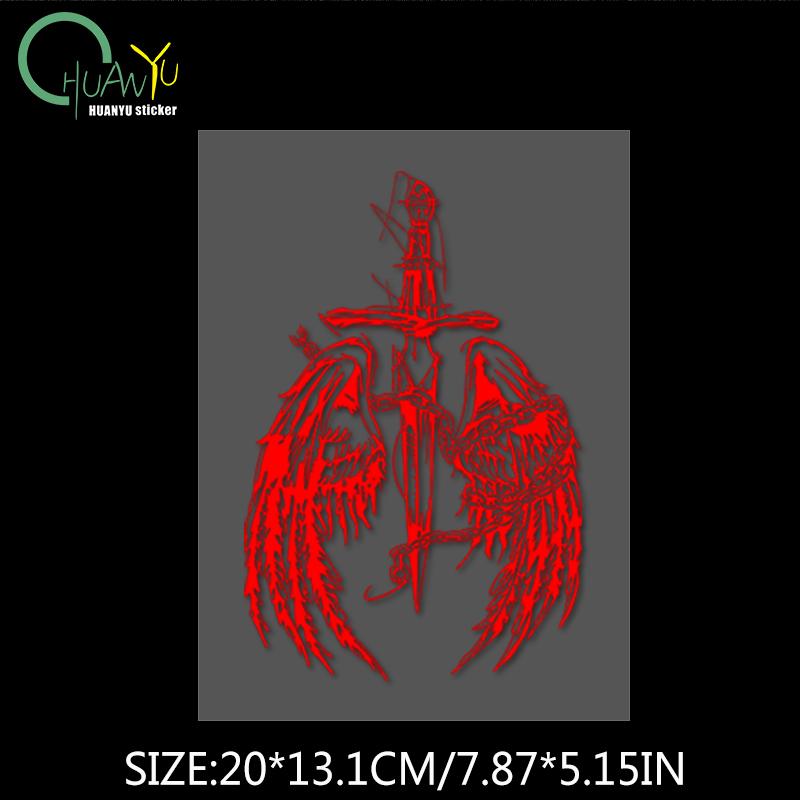 creative angel wing car decals, car and motorcycle scratch protection, waterproof reflective decoration decals