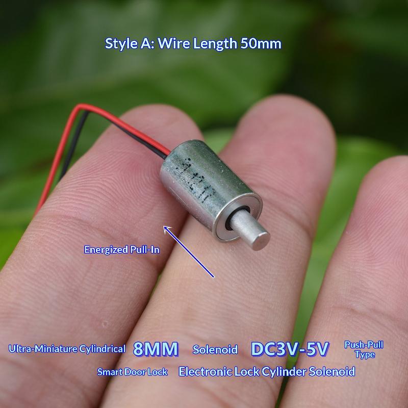 Dc 3V 3.7V 5V Mini Tiny 8Mm Cylindrical Suction Type Push-Pull Linear Solenoid Electromagnet Cylinder Diy Fingerprint Lock