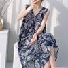 Retro style floral nightdress with chest pad women's summer thin anti-bumping loose large size can be worn outside loungewear skirt