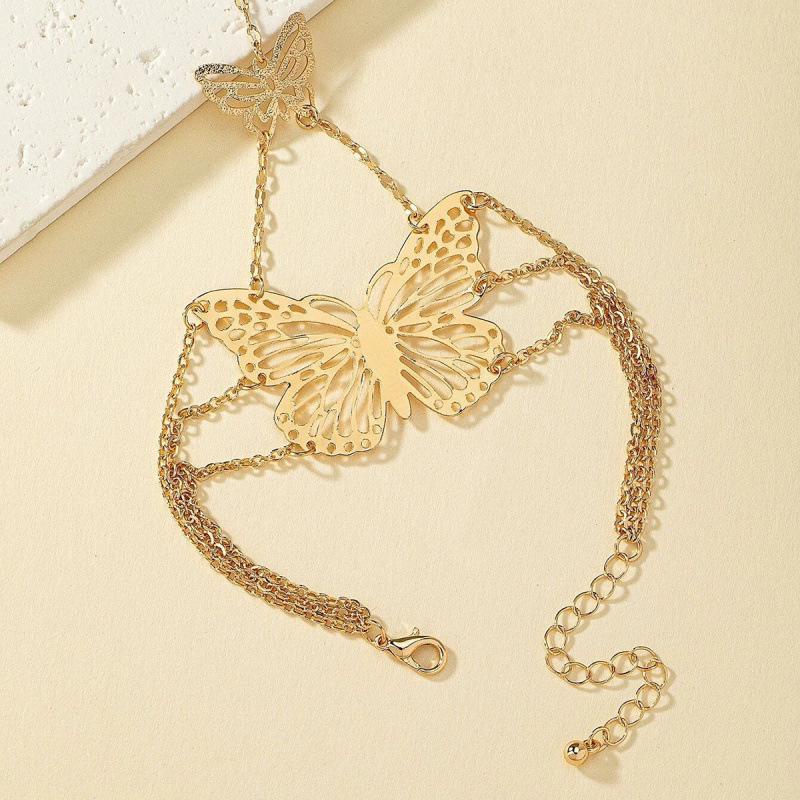 Baroque Style Butterfly Bracelet-Ring Combo in Retro Court Fashion
