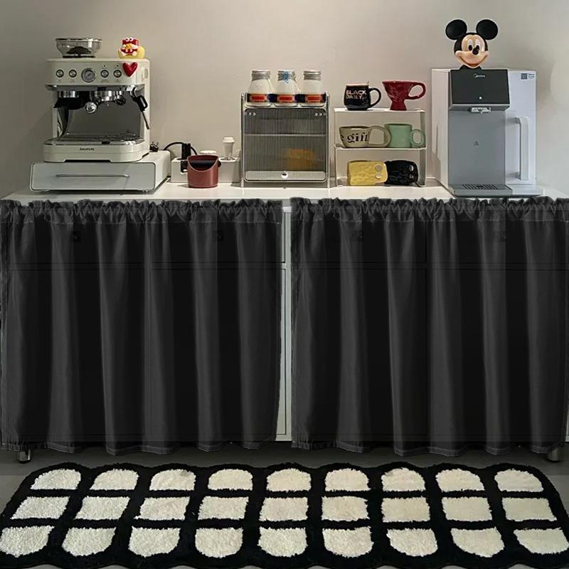 White Chiffon Waterproof Half Curtain Short Kitchen Cabinet Sundry Shade Partition Curtain Dining Table Table Skirt