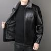 Winter Cashmere Coat Men's PU Leather Jacket Middle-aged Leather Jacket