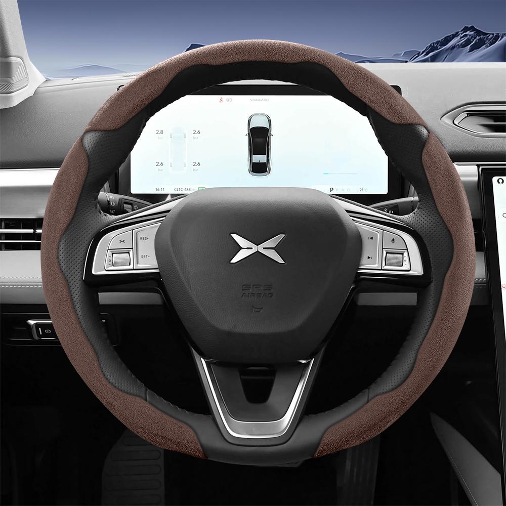 bpzsw1 Suitable for Xpeng Sports Suede Steering Wheel Cover, Split Snap-On Style, Non-Slip and Durable, for Models Such as G6, G9, P7, P7+, X9, G3,