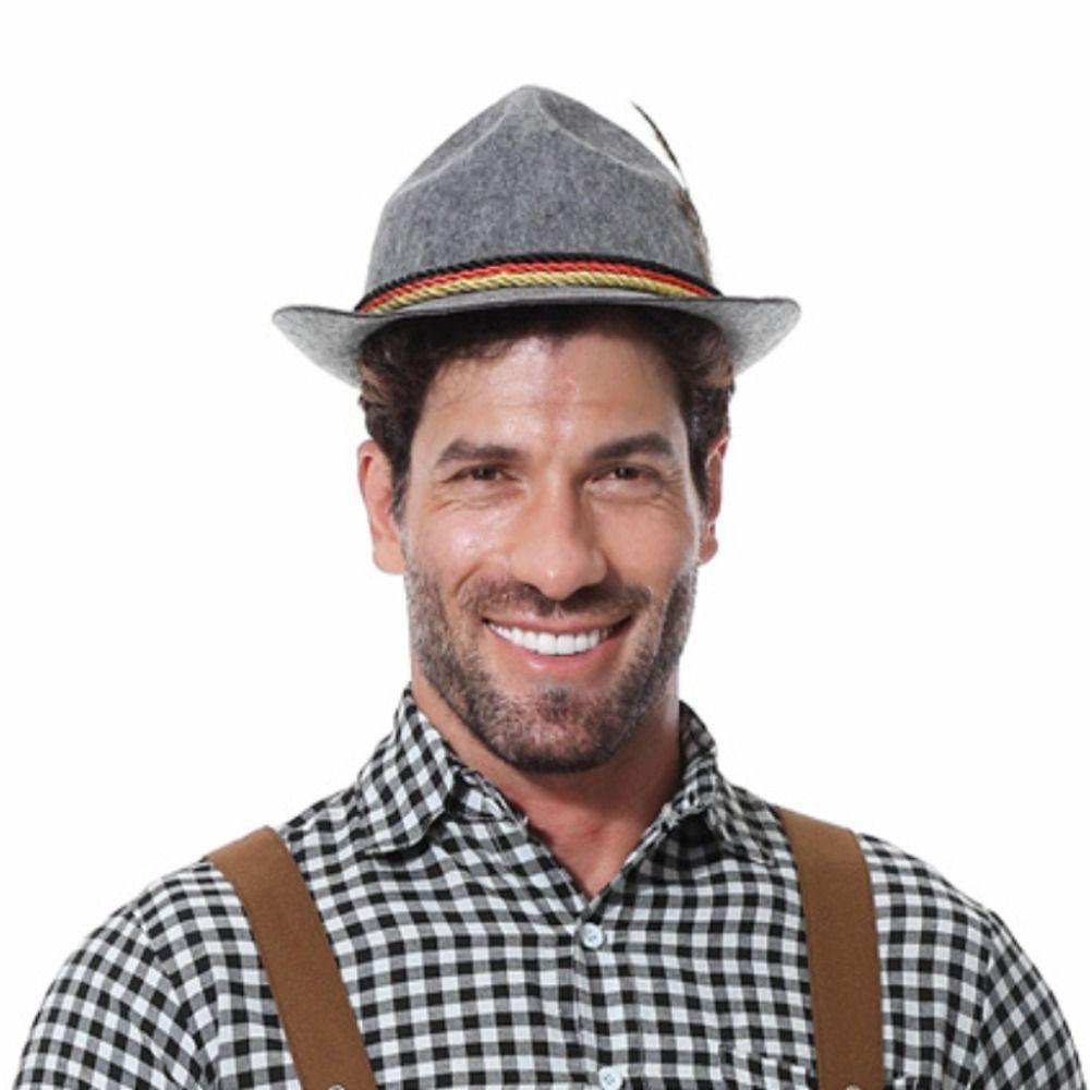 Dress Up Oktoberfest Hat Bavarian Costume Cosplay Cap Feather Decors Hat Photo Props