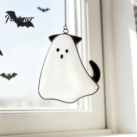 Creative Holiday Home Hanging Decor Halloween Pendant, Colorful Sun Catcher for Wall Window Decoration, Stained Glass Style Art Ornament And
