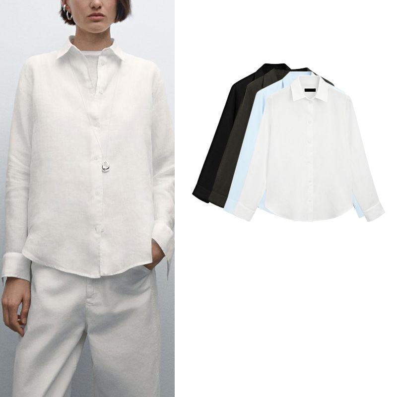 MD Spring and Summer New Women Clothes High-Tech Sense and Diligent Style All-Match Elegant Linen Blend Long Sleeve Shirts 5130530