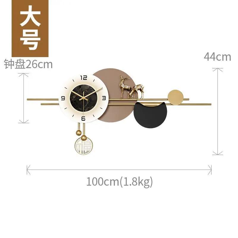 Light luxury style clock wall mounted restaurant clock high-end creative living room silent wall mounted clock