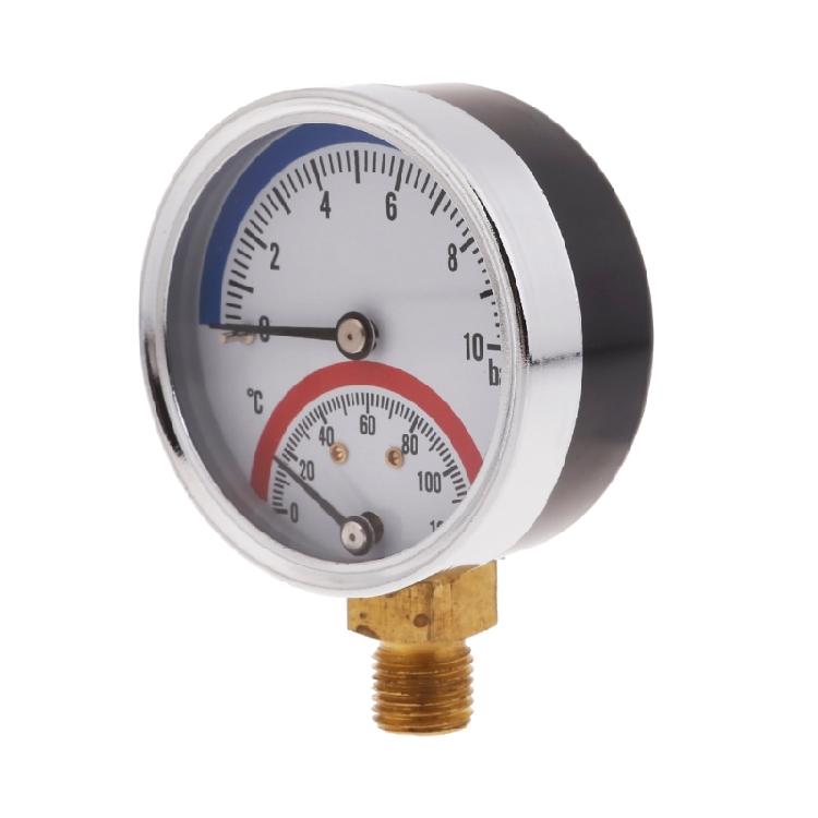 Thermal Pressure Gauge Precisions Thermo-manometer Boiler 0-10Bar 0-120℃ Pressure Gauge for Floor Heating