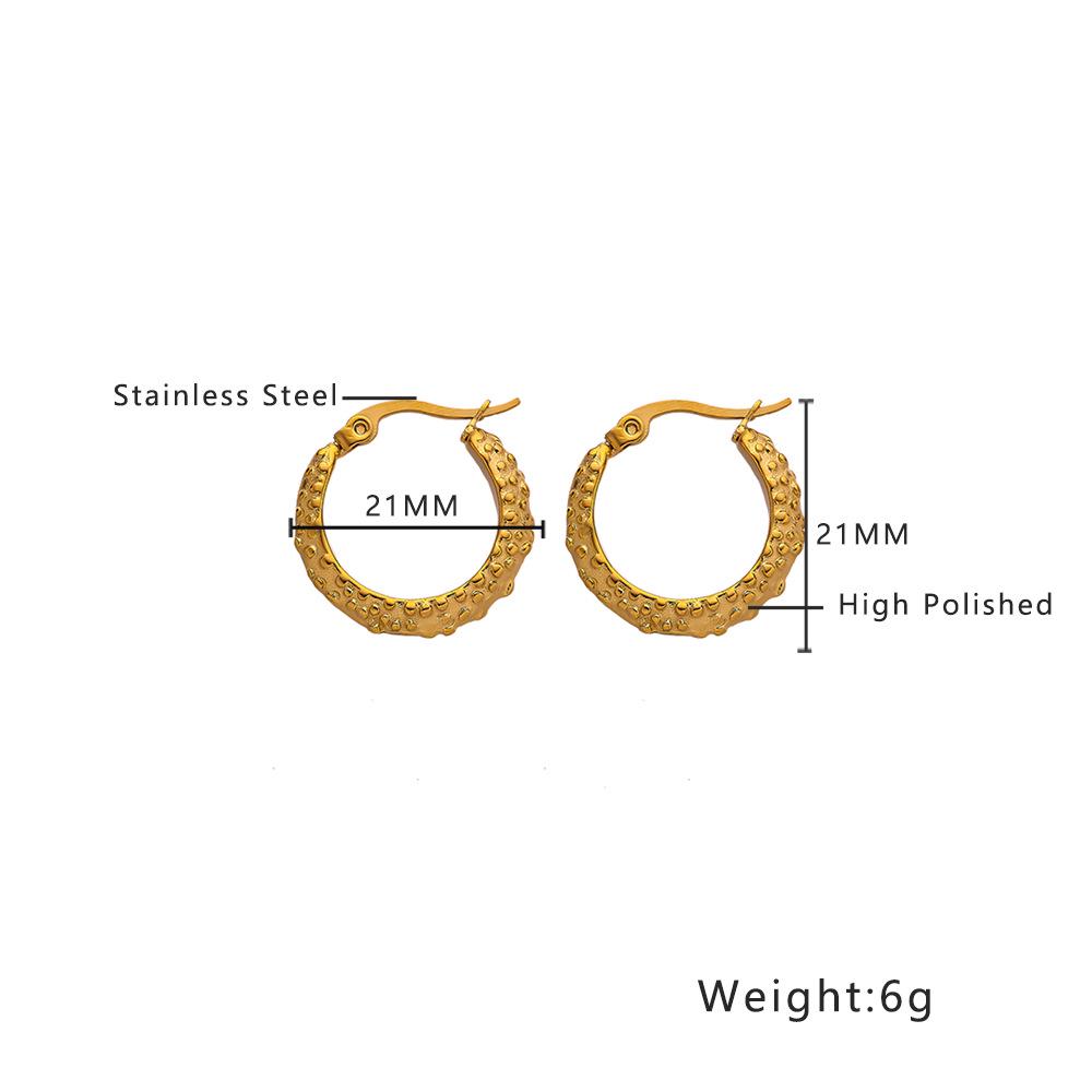 18K Gold-Plated Stainless Steel Geometric Ear Cuffs  Round Titanium Earrings