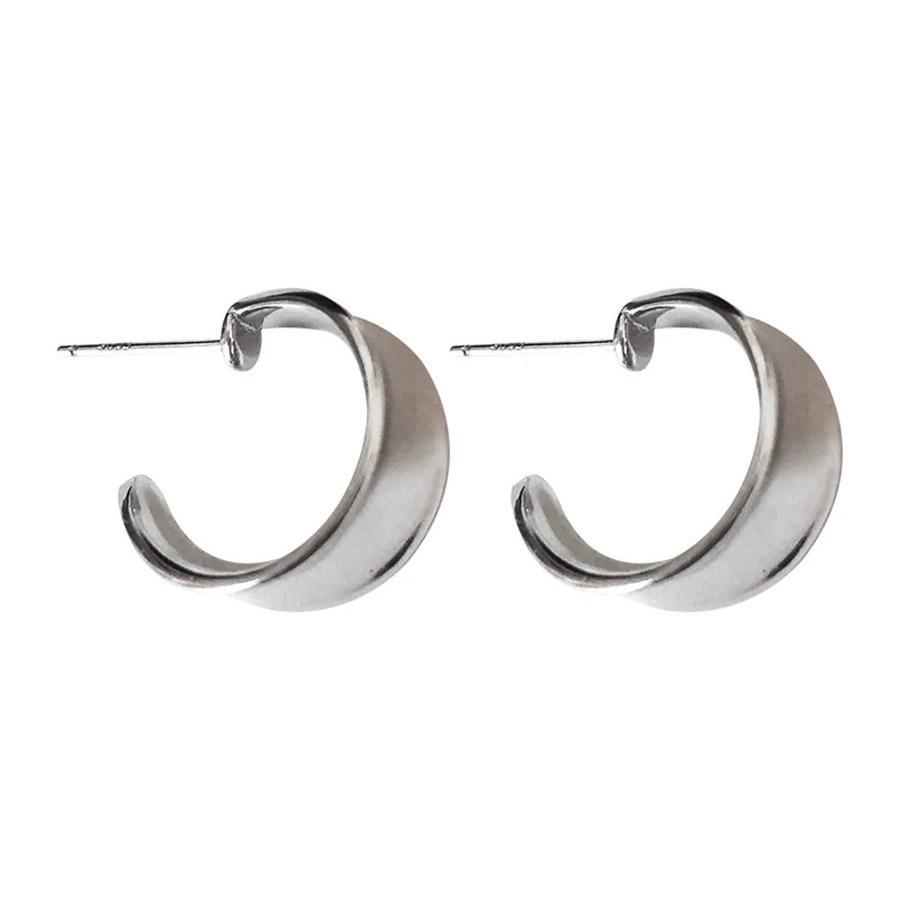 Real Gold Electroplated Irregular C-Shaped Women's Earrings with Sterling Silver Needle - High-End Matsumoto Ena Style