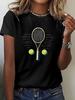 Tennis Racket Ball Graphic Print T-shirt