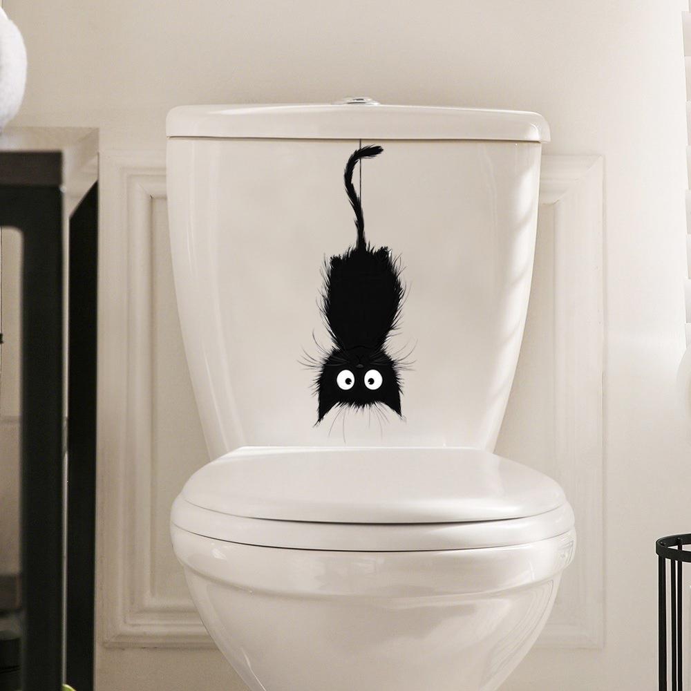 Adesivo per Tavoletta del WC Gatto Riccio Impermeabile Rimovibile Decalcomania Murale per Bagno Decorazione per la Casa