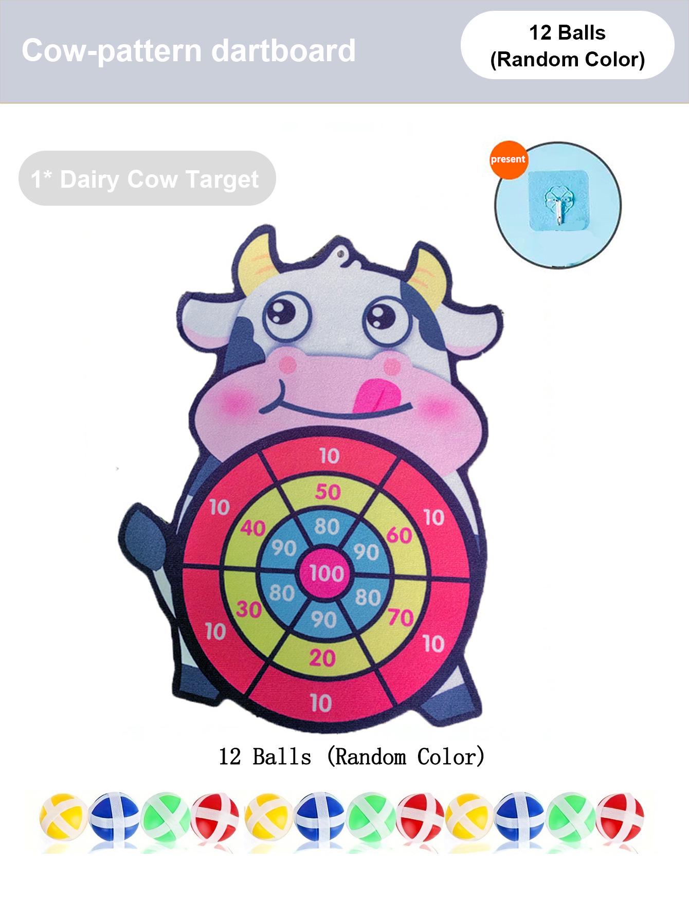 Kids Safe & Fun Sticky Ball Cartoon Animals Dartboard Toy