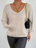 Women's V-neck Pullover Sweater with Drop Shoulders – Fashionable & Comfortable Knitwear