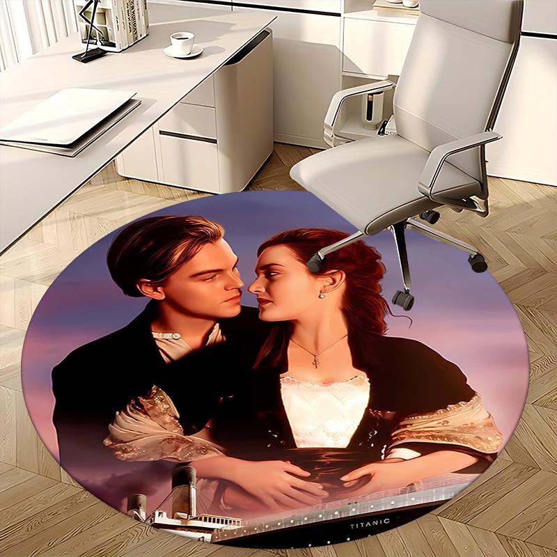 Titanic Movie Poster Chair Mat Round Rug Office Carpet, Non Slip, Suitable for Living Rooms, Bedrooms,Decor1205959a