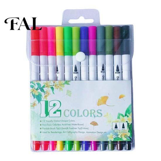 Set di Pennarelli Doppia Punta per Disegno, con Pennello e Punta Fine, Set Pittura Multicolore Lavabile, Inchiostro Solubile in Acqua, per Disegno a Mano