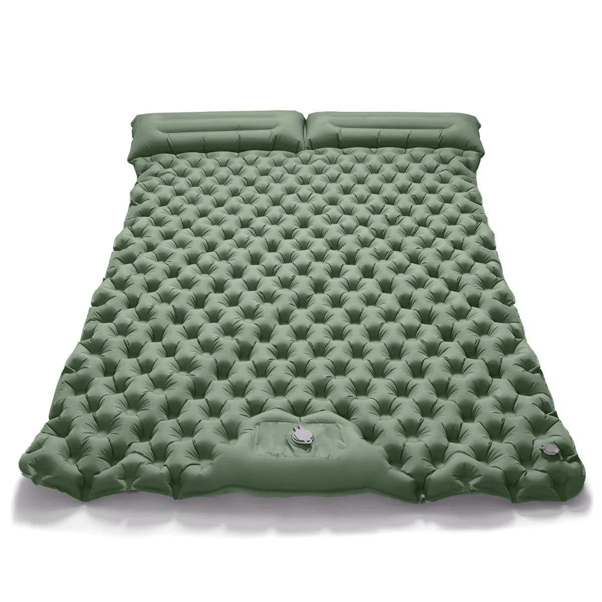 Inflatable Camping Mats Outdoor Portable Inflatable Mat Built-in Pump Sleeping Mat Hike Waterproof Folding Sleeping Mat Two Seat