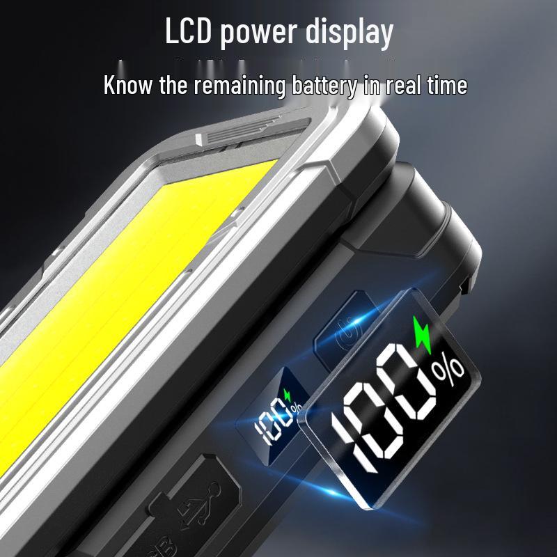 Rechargeable Solar-Powered Portable Work & Camping Light with Emergency Spotlight.