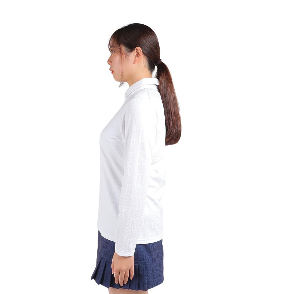 TaylorMade Monogram L/S Polo Shirt, White, Size S, Women's, 2023FW, TL163