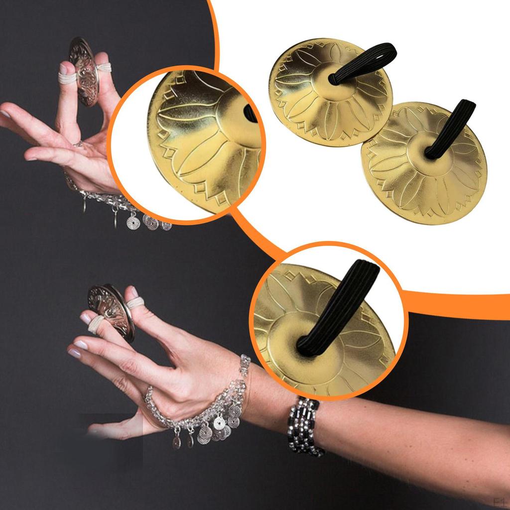 2 Finger Cymbals, Belly Dance Percussion Instrument, Brass Bell, Musical Accessory, Metal Material,