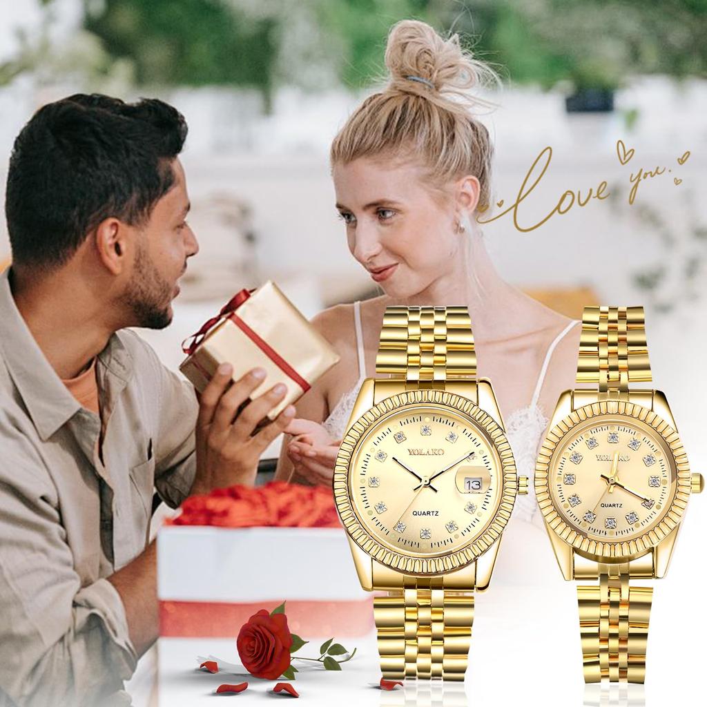 Parklokke Parklokke Vanntett Analog Display Kalender Rustfri stålrem Kvartsklokke Jubileum Juledag Kjæreste Kjæreste stede