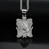 New Trendy Praying Hands Pendant with Rhinestone Men's Necklace Fashion Religious Amulet Pendant Accessories Party Jewelry