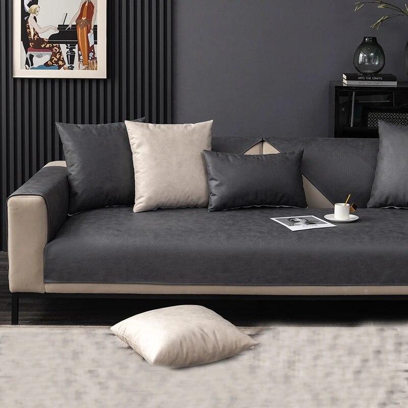 Wodoodporna Mata na Sofę na Cały Sezon Jednolity Kolor Antypoślizgowa Salon Nieprzywierająca Wełna Odporna na Zadrapania Kota Pokrowiec na Sofę