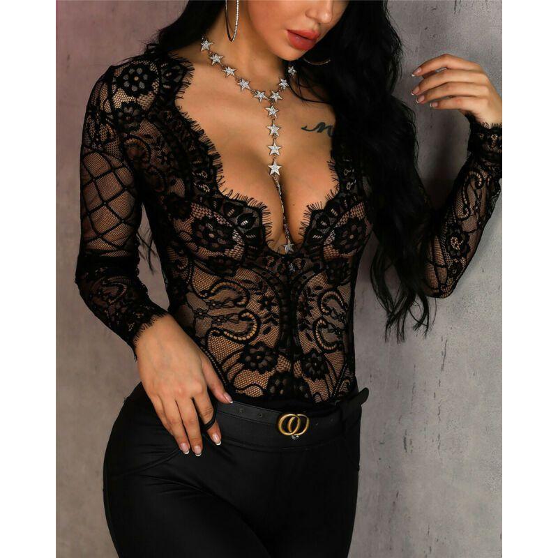 Solid Color Sexy Sheer Bodysuit2022 Summer Pure Color Sexy Transparent Close-Fitting Union Suit