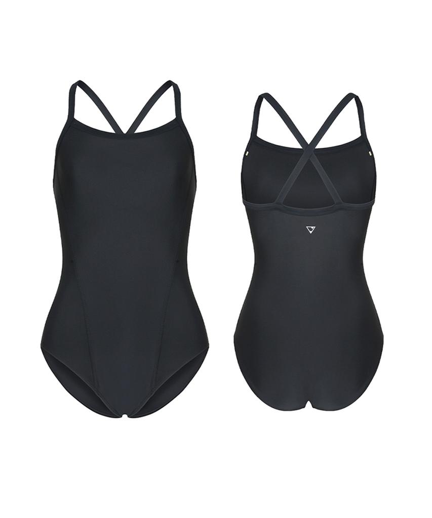 Jeteseu Women'S Wide Strap Crossbody One-Piece Swimsuit Black Pearl L9A0062