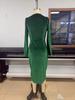 2025 Women's Casual Golden Velvet Slim Fit Long Sleeve Pleated Split Dress